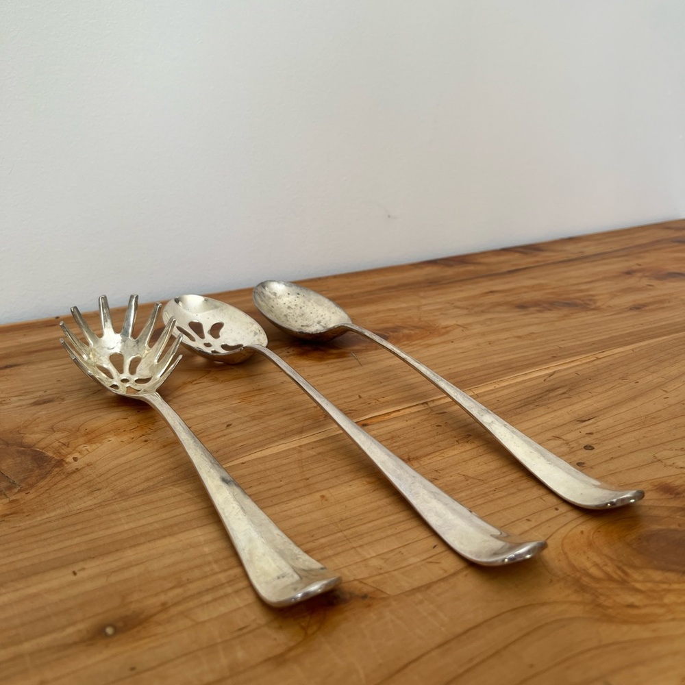 SOLD Vintage Silver-plated  Serving Spoon Set - Picture 4 of 8
